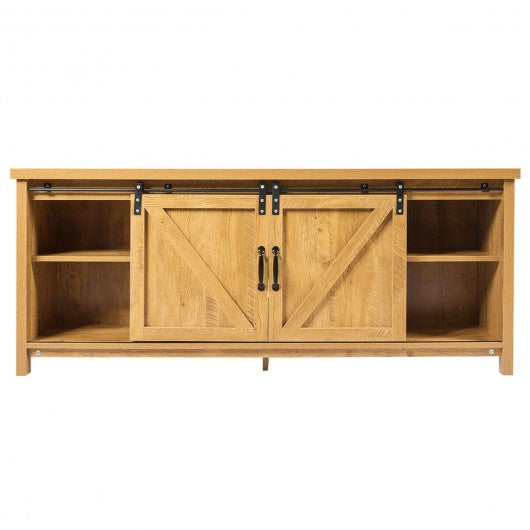 TV Stand with Cabinet Sliding Barn Door -Golden