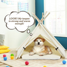 Load image into Gallery viewer, Indoor Pet Teepee Dog Puppy Cat Bed Portable Canvas Tent and House with Cushion
