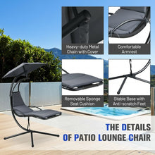 Load image into Gallery viewer, Patio Hanging Hammock Chaise Lounge Chair with Canopy Cushion for Outdoors-Gray
