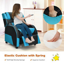 Load image into Gallery viewer, Kids Youth PU Leather Gaming Sofa Recliner with Headrest and Footrest-Blue
