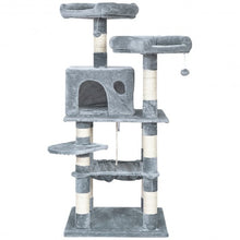 Load image into Gallery viewer, 55&quot; Multi-Level Kitten Activity Tower with Hammock-Light Gray
