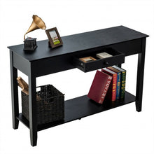 Load image into Gallery viewer, Console Sofa Side Accent Table with Drawer Shelf-Black
