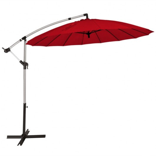 10 Foot Patio Offset Umbrella Market Hanging Umbrella for Backyard Poolside Lawn Garden-Burgundy