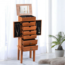 Load image into Gallery viewer, Vintage Jewelry Storage Standing with Top Flip Makeup Mirror
