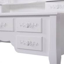 Load image into Gallery viewer, Black/White Vanity Makeup Dressing Table w/ Tri Folding Mirror + 7 Drawers-White
