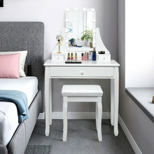 Load image into Gallery viewer, 10 LED Lighted Mirror and 3 Drawers Vanity Table Set-White

