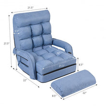Load image into Gallery viewer, Folding Floor Massage Chair Lazy Sofa with Armrests Pillow-Blue
