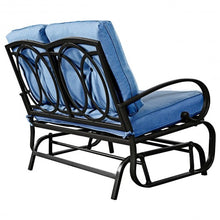 Load image into Gallery viewer, Outdoor Patio Cushioned Rocking Bench Loveseat-Blue
