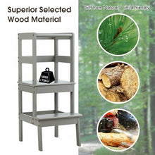 Load image into Gallery viewer, Wooden Kids Kitchen Learning Toddler Tower w/ Safety Rail-Gray
