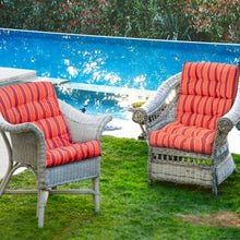 Load image into Gallery viewer, 22" x 44" Tufted Outdoor Patio Chair Seating Pad-Red &amp; Orange
