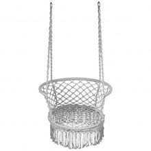 Load image into Gallery viewer, Hanging Hammock Chair Macrame Swing Hand Woven Cotton Backrest-Gray
