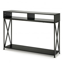 Load image into Gallery viewer, Console Table with Open Shelf and Storage Compartments Steel Frame-Black
