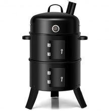 Load image into Gallery viewer, 3-in-1 Portable Round Charcoal Smoker BBQ Grill Built-in Thermometer
