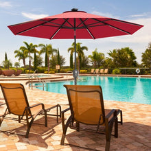 Load image into Gallery viewer, 9 Ft Patio Solar Powered Umbrella with LED Light-Red
