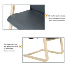 Load image into Gallery viewer, PU Leather Armrest Upholstered Dining Chair with Wood Leg
