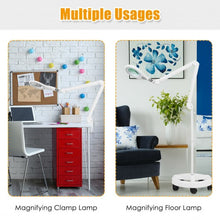 Load image into Gallery viewer, 2-in-1 LED Magnifying Glass Floor Lamp with Rolling Wheel-White
