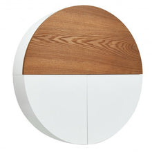 Load image into Gallery viewer, Wall Mounted Round Vanity Dressing Set with Cushioned Stool-White
