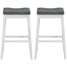 Load image into Gallery viewer, 29&quot; Set of 2 Nailhead Saddle Bar Stools-White
