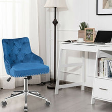 Load image into Gallery viewer, Tufted Upholstered Swivel Computer Desk Chair with Nailed Tri-Blue
