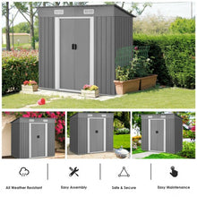 Load image into Gallery viewer, 4x6 ft Outdoor Galvanized Steel Tool Storage Shed with Sliding Door-Gray
