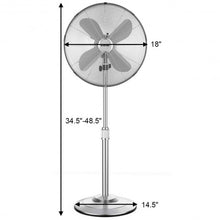 Load image into Gallery viewer, 16&quot; Metal Adjustable Oscillating Pedestal Fan-Silver
