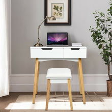 Load image into Gallery viewer, Vanity Makeup Table Cushioned Stool Set with Flip Top Mirror
