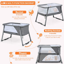 Load image into Gallery viewer, Multifunctional Portable Soft Folding Crib with Washable Mattress and Side Zipper-Gray
