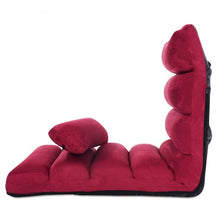 Load image into Gallery viewer, Folding Lazy Sofa Chair Stylish Sofa Couch Beds Lounge Chair W/Pillow-Burgundy
