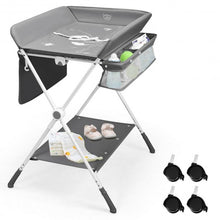 Load image into Gallery viewer, Folding Baby Changing Table with Storage -Gray
