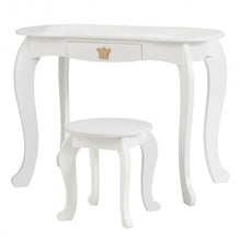 Load image into Gallery viewer, Kids Makeup Dressing Table with Tri-folding Mirror and Stool-White
