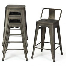 Load image into Gallery viewer, 24&quot; Set of 4 Low Back Metal Counter Stool Stools-Gun
