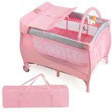 Load image into Gallery viewer, Foldable Baby Playard with Changing Station-Pink
