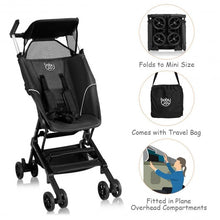 Load image into Gallery viewer, Buggy Portable Pocket Compact Lightweight Stroller Easy Handling-Black
