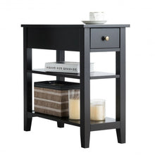Load image into Gallery viewer, 3-Tier Nightstand Bedside Table Sofa Side with Double Shelves Drawer-Black
