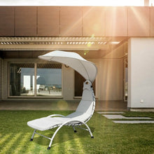 Load image into Gallery viewer, Patio Hanging Swing Hammock Chaise Lounger Chair with Canopy-Beige
