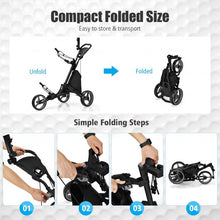 Load image into Gallery viewer, Folding 3 Wheels Golf Push Cart with Bag Scoreboard Adjustable Handle -Gray
