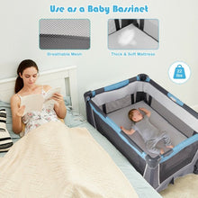 Load image into Gallery viewer, 4-in-1 Convertible Portable Baby Play yard with Toys and Music Player-Blue
