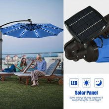 Load image into Gallery viewer, 10 Ft Solar LED Offset Umbrella with 40 Lights and Cross Base for Patio-Blue
