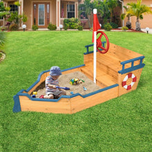 Load image into Gallery viewer, Kids Pirate Boat Wood Sandbox
