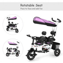 Load image into Gallery viewer, Twins Kids Baby Tricycle With Safety Double Rotatable Seat-Pink
