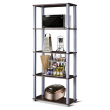 Load image into Gallery viewer, 5-Tier Multi-Functional Storage Shelves Rack Display Bookcase-Coffee
