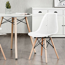 Load image into Gallery viewer, 2 Pcs Modern Plastic Hollow Chair Set with Wood Leg-White

