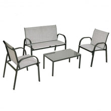 Load image into Gallery viewer, 4 pcs Patio Furniture Set with Glass Top Coffee Table-Gray
