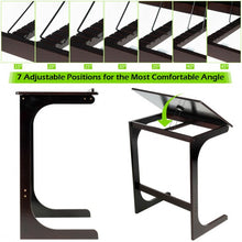 Load image into Gallery viewer, Adjustable C-Shape Couch End Table wth Tilting Top-Brown
