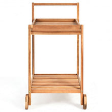 Load image into Gallery viewer, 2-Tier Acacia Rolling Kitchen Trolley Cart
