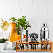 Load image into Gallery viewer, 23 PCS Stainless Cocktail Shaker with Bamboo Stand
