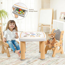Load image into Gallery viewer, Adjustable Kids Activity Play Table and 2 Chairs Set withStorage Drawer-Natural
