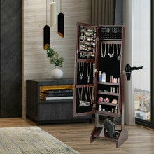 Load image into Gallery viewer, Standing Jewelry Cabinet with Full-length Mirror-Coffee
