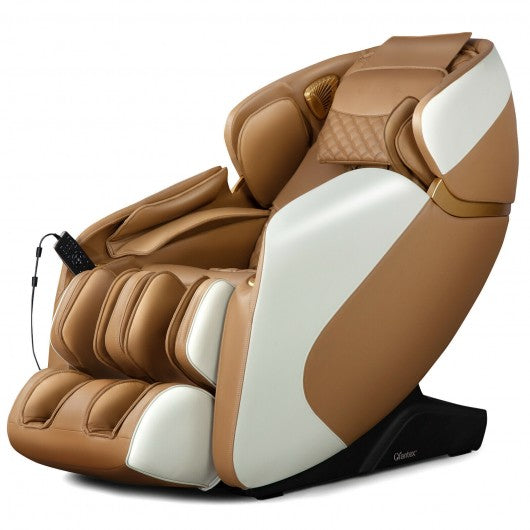 Full Body Zero Gravity Massage Chair Recliner with SL Track Bluetooth Heat-Coffee