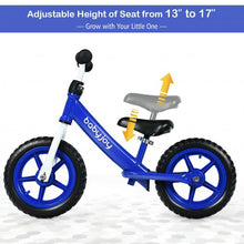 Load image into Gallery viewer, 12&quot; Kids Balance No-Pedal Ride Pre Learn Bike with Adjustable Seat-Blue
